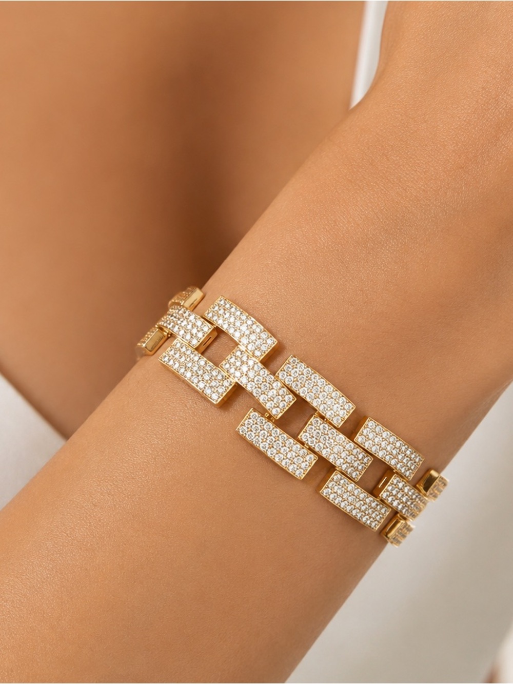 Mango Gold Pave Link Bracelet
